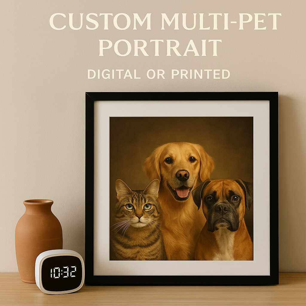 Custom Multi-Pet Portrait – Digital or Printed
