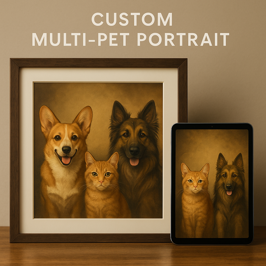 Custom Multi-Pet Portrait – Digital or Printed