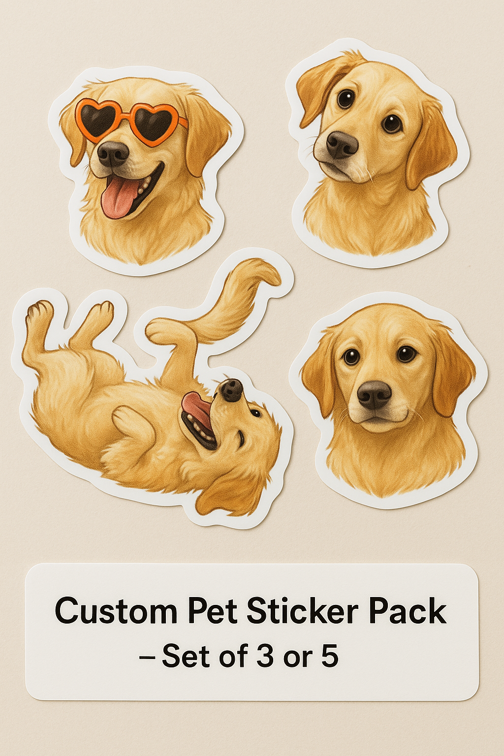 Custom Pet Stickers – Set of 3 or 5